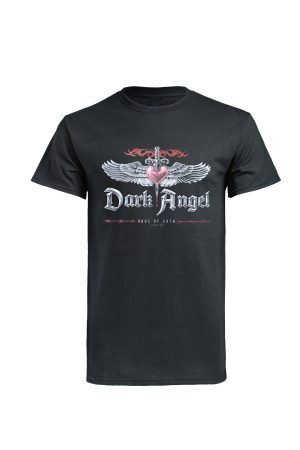 Black Dark Angel t-shirt by Haus of Goth with winged heart and dagger design