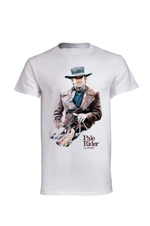 White Clint Eastwood t-shirt by SPQR with Pale Rider cowboy portrait print
