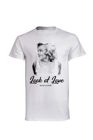 White Marilyn Monroe Look of Love t-shirt with stylised portrait print
