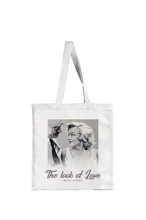White tote bag with Marilyn Monroe Look of Love portrait print