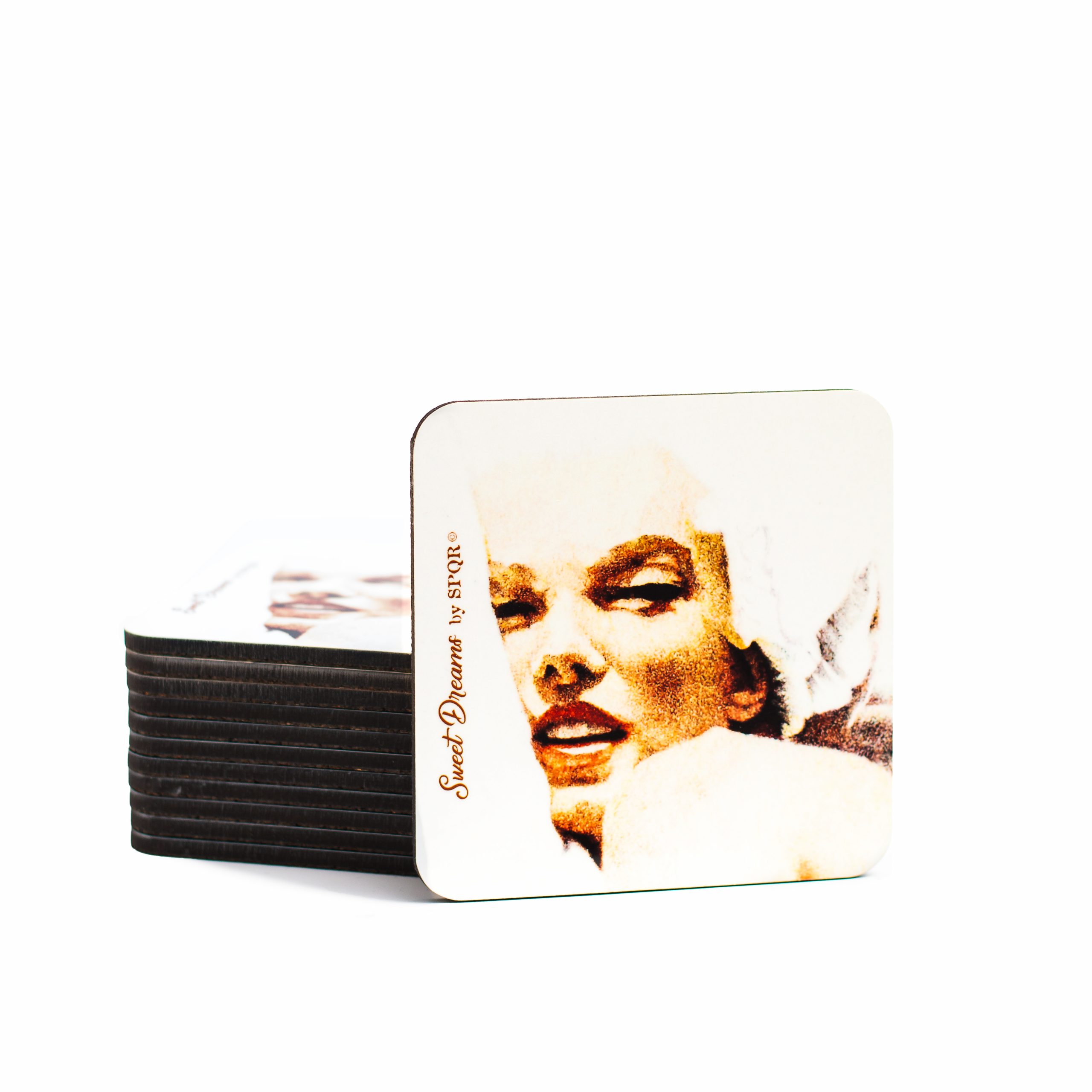 Stack of Marilyn Monroe Sweet Dreams coasters