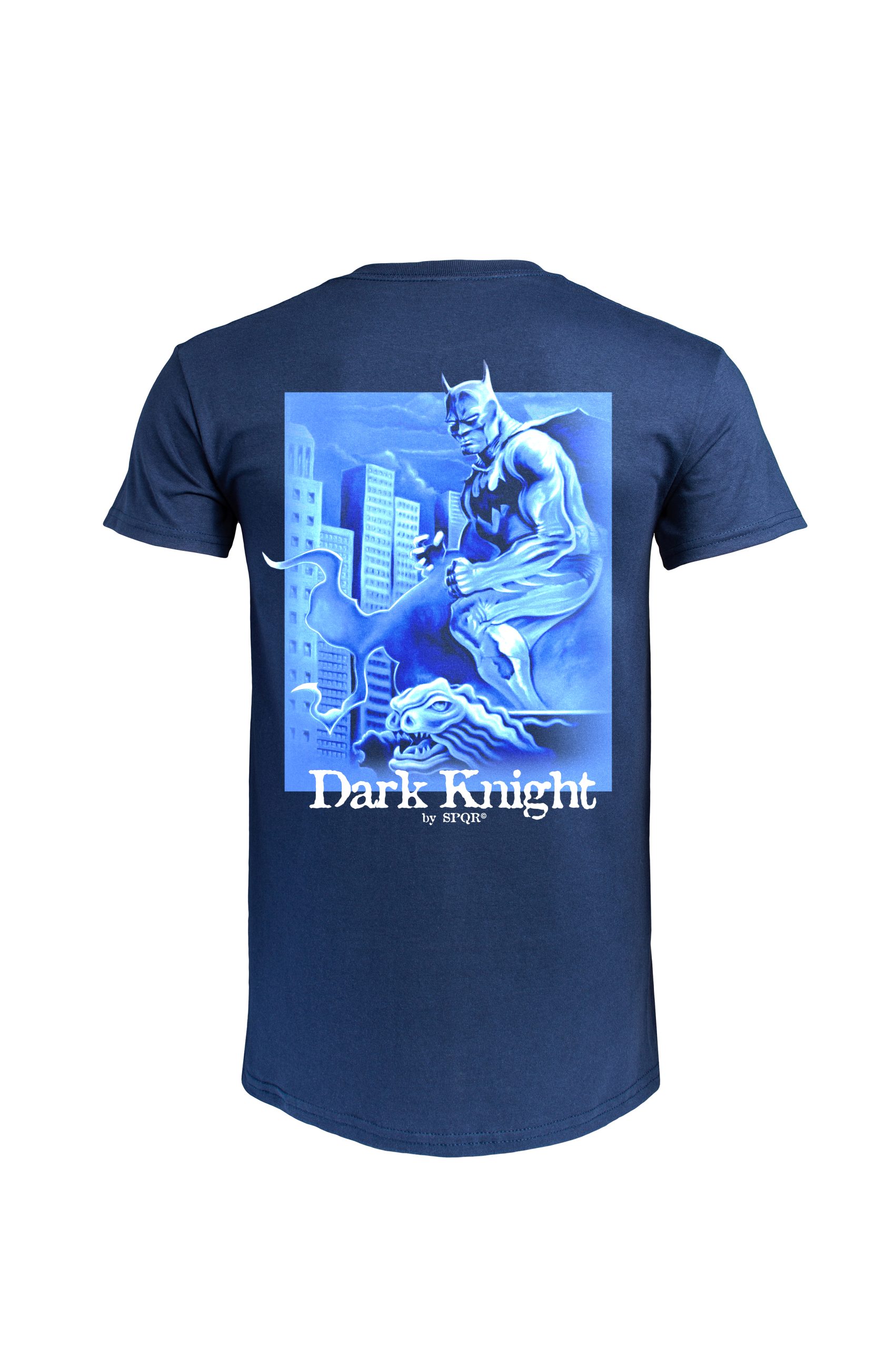 Navy Dark Knight t-shirt by SPQR back view with bat logo print