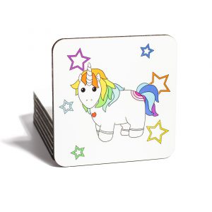Coaster with colourful unicorn and stars design from Fifi Lloyd Myths and Monsters set