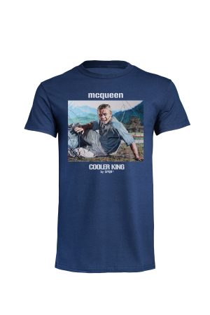 Navy t-shirt with Steve McQueen Cooler King portrait from The Great Escape