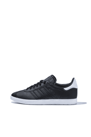 Adidas Gazelle trainers in black leather with white three-stripe detail