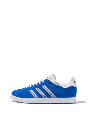 Adidas Gazelle trainers in blue suede with white three-stripe detail