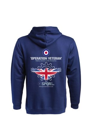 Navy Battle of Britain hoodie by SPQR back view with Operation Veteran logo and SPQR design