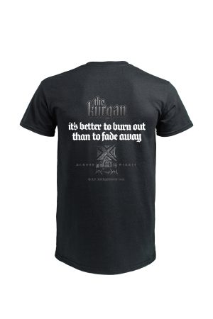 Black Kurgan t-shirt by Cross the Wire back view with logo and design print